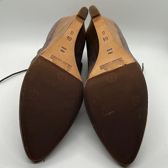 Belle Sigerson Morrison Light Gray Suede Wedge Ankle Booties Boots *Sz 8.5*🌸🌸 - Picture 8 of 8